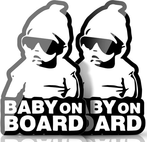 ملصق طفل على متن السيارة لطيف ومضحك لكارلوس من هانج أوفر، ملصقات فينيل سوداء وبيضاء (عبوتان) in Kuwait