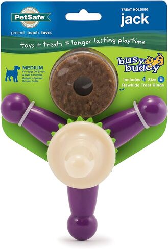 PetSafe Busy Buddy Treat Holding Jack Dog Toy – Strong Chewers - Challenging - Treat Rings Included - Large in Saudi Arabia