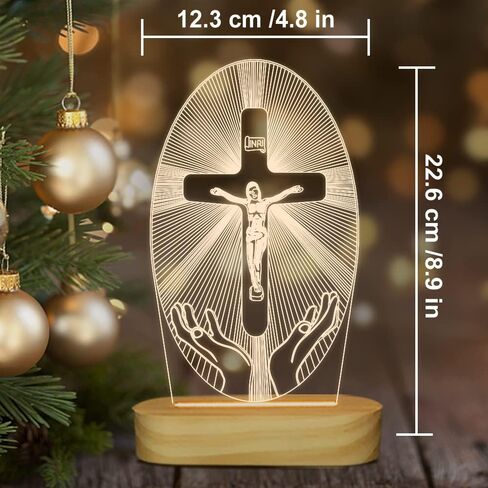 Baptism Gifts for Boys, Jesus Decor, Jesus Cross Night Night, USB Power Warm Colors Bedside Lamp for Baptism Decorations in Kuwait