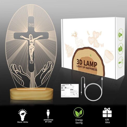 Baptism Gifts for Boys, Jesus Decor, Jesus Cross Night Night, USB Power Warm Colors Bedside Lamp for Baptism Decorations in Kuwait
