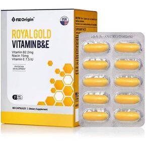 NZ Origin Royal Gold Vitamin B&E, 60 Capsules, Niacin 15mg Bottle, Men, Women,Kids, Dietary Supplements Supports Protection of Cell from Free radicals, Energy Production in The Body in Saudi Arabia