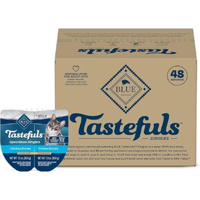 Blue Buffalo Tastefuls Spoonless Singles Natural Wet Cat Food Paté, Perfectly Portioned Cups, 2.6-oz. Twin-Pack Trays, Chicken Entreé (24 Count)