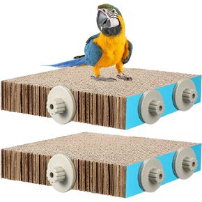 Skyygemm 2 Pieces Bird Chew Toy Parrot Cage Perch Cardboard Platform Bird Paw Grinding Stand Parrot Cage Playground for Macaws, Small Parakeets, Conures, Budgies, Finches Conure Cockatiel (Small) in Kuwait