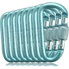 YUCHIYA 8 Pack D-Shape Carabiner Clasp with Screw Gate, 2.2 Inch Mini Keychain Clip Key Chain Buckle, Aluminum Alloy Keyrings Hook for Outdoor Hiking not for Climbing in Saudi Arabia