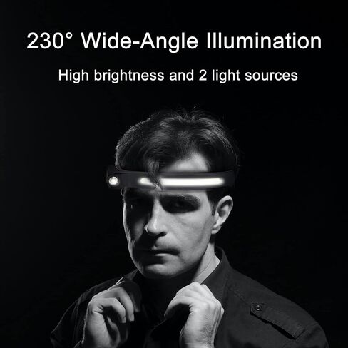 Headlamp Flashlight, 2Pack Rechargeable LED Headlamps 1200Lumens 2 COB 230°Wide Beam Headlight with Motion Sensor Bright 5 Modes Lightweight Waterproof Head Lamp for Outdoor Running, Camping Hiking in Kuwait