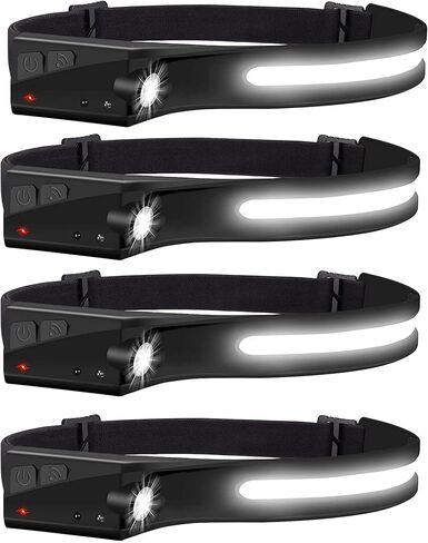 Headlamp Flashlight, 2Pack Rechargeable LED Headlamps 1200Lumens 2 COB 230°Wide Beam Headlight with Motion Sensor Bright 5 Modes Lightweight Waterproof Head Lamp for Outdoor Running, Camping Hiking in Kuwait
