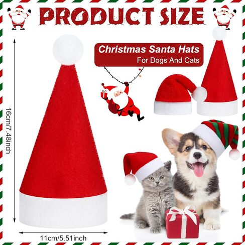 Frienda 12 Pieces Dog Santa Hat PET Christmas Hat Soft Plush Cat Hat Pet Costumes for Small Dog Cat Puppy Christmas Supplies (Mixed Pattern) in Saudi Arabia