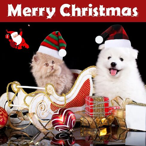 Frienda 12 Pieces Dog Santa Hat PET Christmas Hat Soft Plush Cat Hat Pet Costumes for Small Dog Cat Puppy Christmas Supplies (Mixed Pattern) in Saudi Arabia