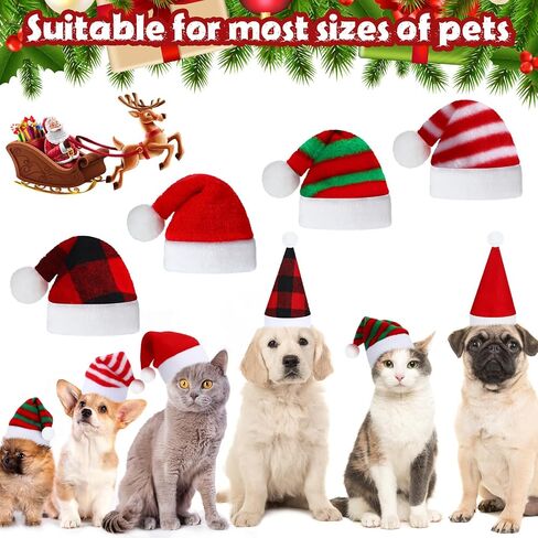 Frienda 12 Pieces Dog Santa Hat PET Christmas Hat Soft Plush Cat Hat Pet Costumes for Small Dog Cat Puppy Christmas Supplies (Mixed Pattern) in Saudi Arabia