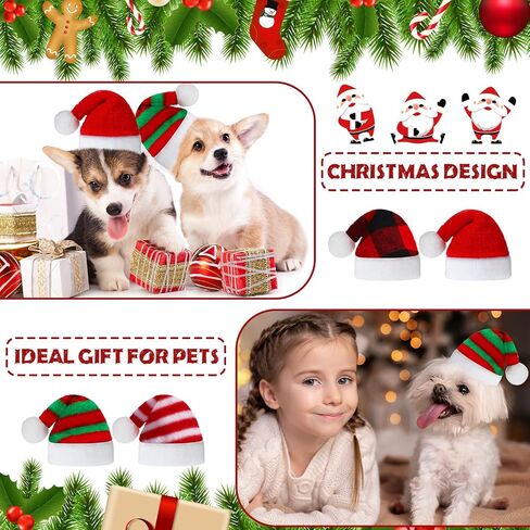 Frienda 12 Pieces Dog Santa Hat PET Christmas Hat Soft Plush Cat Hat Pet Costumes for Small Dog Cat Puppy Christmas Supplies (Mixed Pattern) in Saudi Arabia