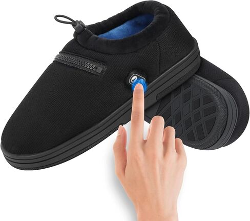 شباشب ساخنة، جهاز تدفئة القدم الكهربائي للجنسين مع بطارية قابلة لإعادة الشحن 5000 مللي أمبير في الساعة، حذاء مزدوج للتحكم بمفتاح مزدوج للحفاظ على دفء القدمين للرجال والنساء - مقاس صغير in Kuwait