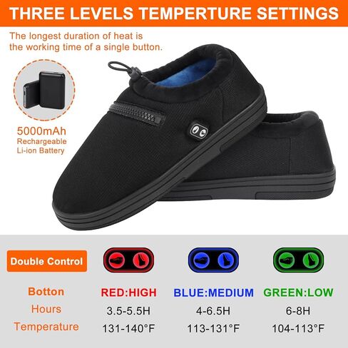 شباشب ساخنة، جهاز تدفئة القدم الكهربائي للجنسين مع بطارية قابلة لإعادة الشحن 5000 مللي أمبير في الساعة، حذاء مزدوج للتحكم بمفتاح مزدوج للحفاظ على دفء القدمين للرجال والنساء - مقاس صغير in Kuwait