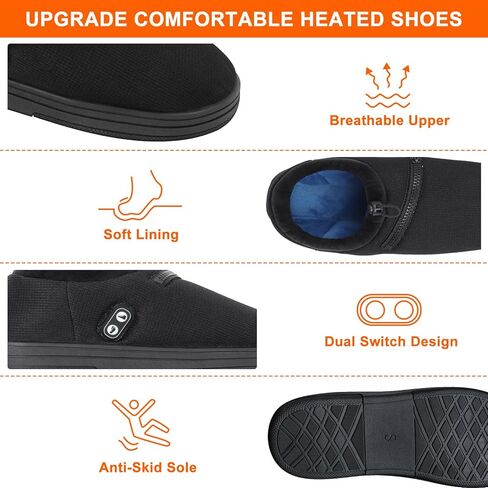شباشب ساخنة، جهاز تدفئة القدم الكهربائي للجنسين مع بطارية قابلة لإعادة الشحن 5000 مللي أمبير في الساعة، حذاء مزدوج للتحكم بمفتاح مزدوج للحفاظ على دفء القدمين للرجال والنساء - مقاس صغير in Kuwait