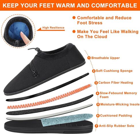 شباشب ساخنة، جهاز تدفئة القدم الكهربائي للجنسين مع بطارية قابلة لإعادة الشحن 5000 مللي أمبير في الساعة، حذاء مزدوج للتحكم بمفتاح مزدوج للحفاظ على دفء القدمين للرجال والنساء - مقاس صغير in Kuwait