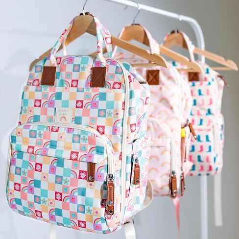 Goo Goo Goods Diaper Bag | Colorful Checkered Diapering Bag | Travel Backpack for Parents | Multifunction Maternity Back Pack | Water Resistant | Large Capacity | Baby Changing Bag | Parent Helper in Saudi Arabia