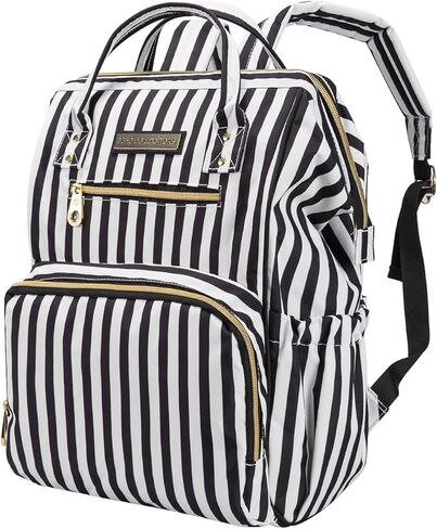 SoHo Metropolitan Diaper Backpack Tote 3Pc, Black Stripes in Kuwait