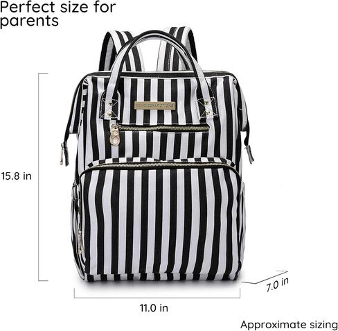 SoHo Metropolitan Diaper Backpack Tote 3Pc, Black Stripes in Kuwait
