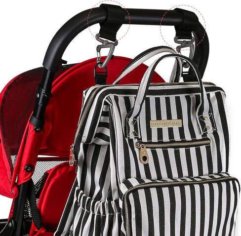 SoHo Metropolitan Diaper Backpack Tote 3Pc, Black Stripes in Kuwait