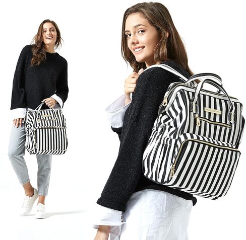 SoHo Metropolitan Diaper Backpack Tote 3Pc, Black Stripes in Kuwait