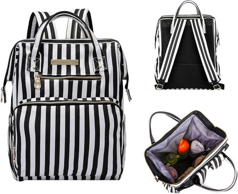 SoHo Metropolitan Diaper Backpack Tote 3Pc, Black Stripes in Kuwait