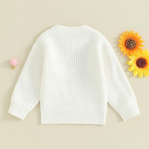 SHUING Toddler Kids Girls Fall Sweater Big Sister&Flower Embroidery Round Neck Long Sleeve Pullover Tops Fall Outfit in Saudi Arabia
