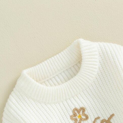 SHUING Toddler Kids Girls Fall Sweater Big Sister&Flower Embroidery Round Neck Long Sleeve Pullover Tops Fall Outfit in Saudi Arabia