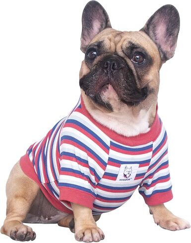 تي شيرت iChoue French Bulldog عالي التمدد للكلاب المتوسطة الحجم الكبيرة Frenchie Pug English Pitbull Boston Terrier شريط أزرق - L in Kuwait