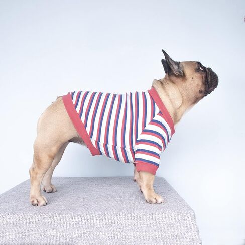 تي شيرت iChoue French Bulldog عالي التمدد للكلاب المتوسطة الحجم الكبيرة Frenchie Pug English Pitbull Boston Terrier شريط أزرق - L in Kuwait
