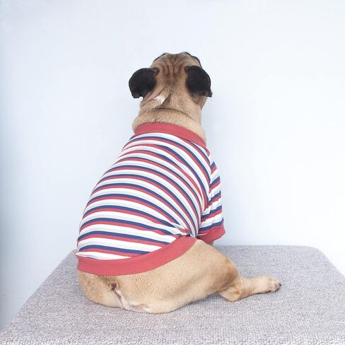 تي شيرت iChoue French Bulldog عالي التمدد للكلاب المتوسطة الحجم الكبيرة Frenchie Pug English Pitbull Boston Terrier شريط أزرق - L in Kuwait