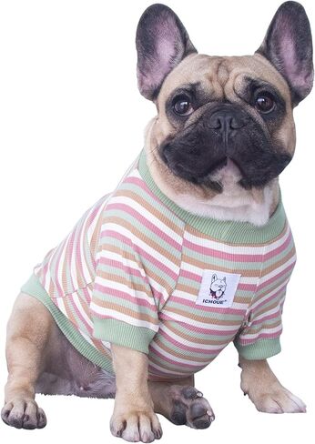 تي شيرت iChoue French Bulldog عالي التمدد للكلاب المتوسطة الحجم الكبيرة Frenchie Pug English Pitbull Boston Terrier شريط أزرق - L in Kuwait