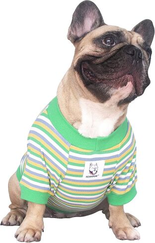 تي شيرت iChoue French Bulldog عالي التمدد للكلاب المتوسطة الحجم الكبيرة Frenchie Pug English Pitbull Boston Terrier شريط أزرق - L in Kuwait