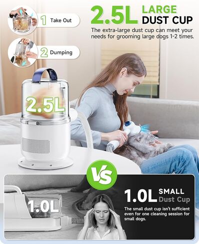 مجموعة أدوات العناية بالكلاب من FurryAmis Pet Grooming، سعة 2.5 لتر، شفط فراغ 99% من شعر الحيوانات الأليفة، ماكينة حلاقة هادئة ومحترفة مع 5 أدوات مثبتة لتساقط وتمشيط الكلاب والقطط in Kuwait