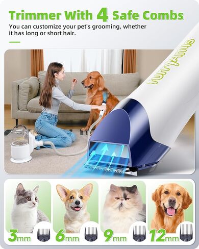 مجموعة أدوات العناية بالكلاب من FurryAmis Pet Grooming، سعة 2.5 لتر، شفط فراغ 99% من شعر الحيوانات الأليفة، ماكينة حلاقة هادئة ومحترفة مع 5 أدوات مثبتة لتساقط وتمشيط الكلاب والقطط in Kuwait
