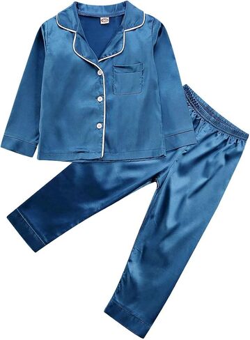 Toddler Baby Girl Satin Silk Shirts Loungwear Pants Leopard Clothes Short Sleeve in Saudi Arabia