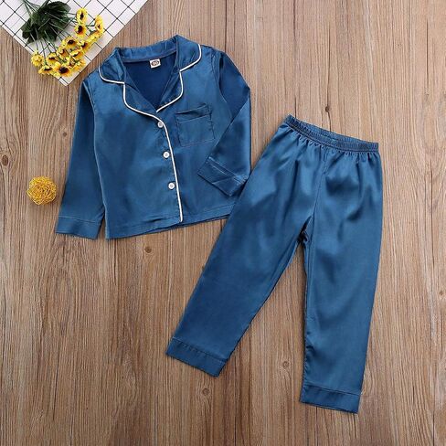 Toddler Baby Girl Satin Silk Shirts Loungwear Pants Leopard Clothes Short Sleeve in Saudi Arabia