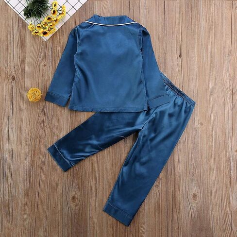 Toddler Baby Girl Satin Silk Shirts Loungwear Pants Leopard Clothes Short Sleeve in Saudi Arabia
