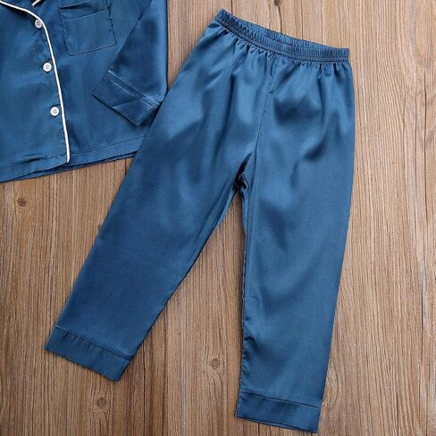 Toddler Baby Girl Satin Silk Shirts Loungwear Pants Leopard Clothes Short Sleeve in Saudi Arabia