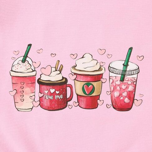 CM C&M WODRO Toddler Baby Girl Valentine's Day Outfit Love Coffee Print Sweatshirt Heart Print Flare Pants 2PCs Clothes Set in Saudi Arabia
