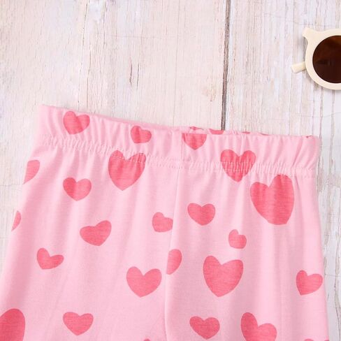 CM C&M WODRO Toddler Baby Girl Valentine's Day Outfit Love Coffee Print Sweatshirt Heart Print Flare Pants 2PCs Clothes Set in Saudi Arabia