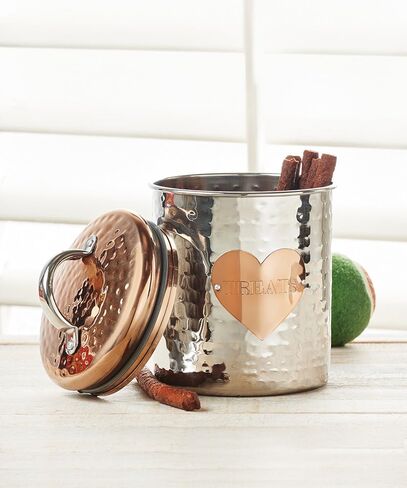 Amici Pet, , Rosie Treats Two Tone Metal Storage Canister, Food Safe, Made in India, Push Top Lid, 38 Ounces in Kuwait