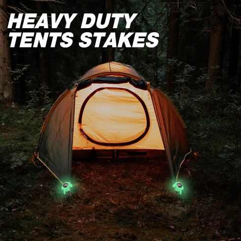 Yaocom 20 Pcs 8" Screw in Tent Stakes Heavy Duty Tent Stakes Drillable Ground Anchors Screw Metal Tents Pegs Threaded Tents Spikes with Head Driver for Swing Inflatable Decor in Kuwait