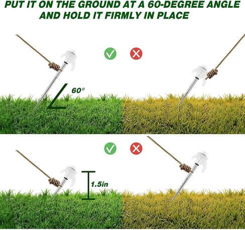 Yaocom 20 Pcs 8" Screw in Tent Stakes Heavy Duty Tent Stakes Drillable Ground Anchors Screw Metal Tents Pegs Threaded Tents Spikes with Head Driver for Swing Inflatable Decor in Kuwait
