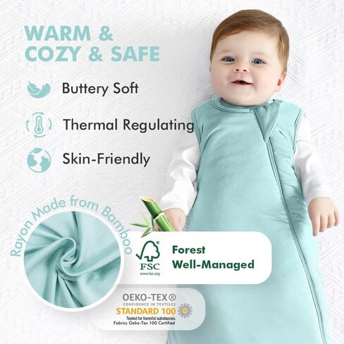 HAPIU Rayon Made from Bamboo Winter Baby Sleep Sack 2.5 TOG, 2-Way Zipper YKK, Warm Quilted Wearable Blanket in Saudi Arabia