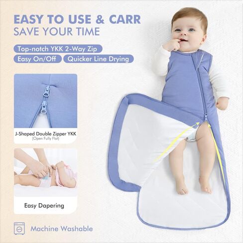 HAPIU Rayon Made from Bamboo Winter Baby Sleep Sack 2.5 TOG, 2-Way Zipper YKK, Warm Quilted Wearable Blanket in Kuwait