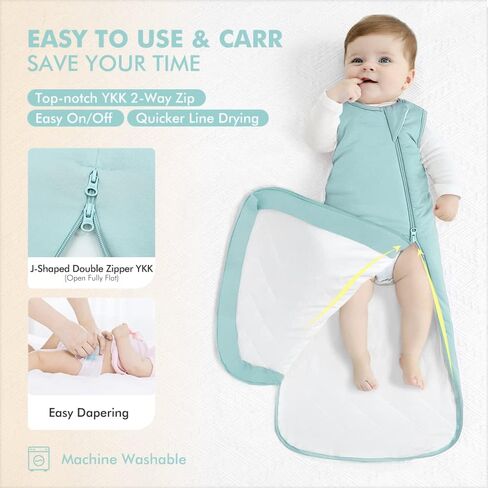 HAPIU Rayon Made from Bamboo Winter Baby Sleep Sack 2.5 TOG, 2-Way Zipper YKK, Warm Quilted Wearable Blanket in Saudi Arabia