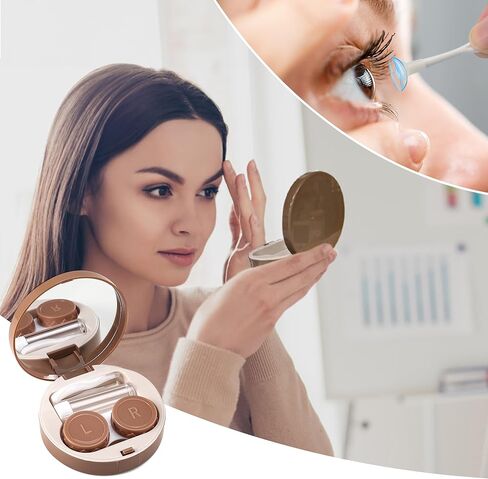 حافظة عدسات لاصقة من FEISEDY، صندوق عدسات اتصالات عصري محمول مع أداة إزالة ملاقط مرآة وزجاجة حل للسفر B0072 in Saudi Arabia