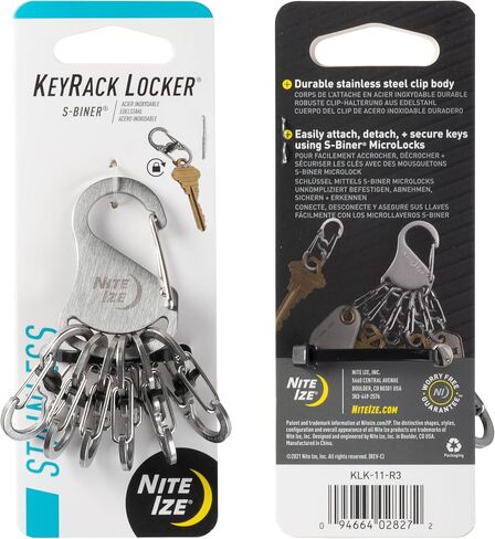 Nite Ize KeyRack Steel S-Biner - منظم حلقة المفاتيح مع 6 قفل على شكل حرف S - ملحقات سلسلة المفاتيح لحمل المفاتيح بشكل آمن ومنفصل - الفولاذ المقاوم للصدأ in Saudi Arabia