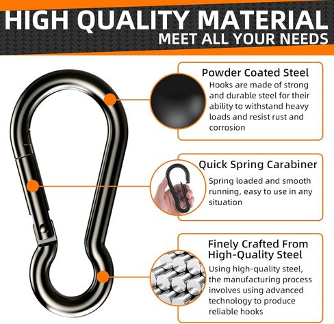 مشبك حلقة تسلق، 5.5 بوصة مشابك حلقة تسلق شديدة التحمل، 2 حزمة حلقة تسلق كبيرة، موصل حبل عالي التحمل للمفاتيح مجموعة أرجوحة التخييم والصيد والمشي لمسافات طويلة والسفر in Kuwait