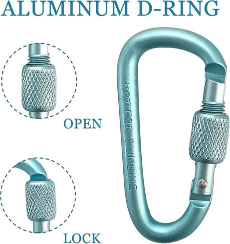 YUCHIYA 8 Pack D-Shape Carabiner Clasp with Screw Gate, 2.2 Inch Mini Keychain Clip Key Chain Buckle, Aluminum Alloy Keyrings Hook for Outdoor Hiking not for Climbing in Saudi Arabia