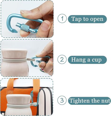 YUCHIYA 8 Pack D-Shape Carabiner Clasp with Screw Gate, 2.2 Inch Mini Keychain Clip Key Chain Buckle, Aluminum Alloy Keyrings Hook for Outdoor Hiking not for Climbing in Saudi Arabia
